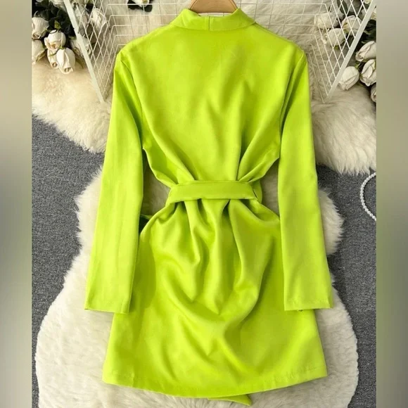 Summer Solid Color Long Sleeve Casual Party Dress. - Picture 2 of 6